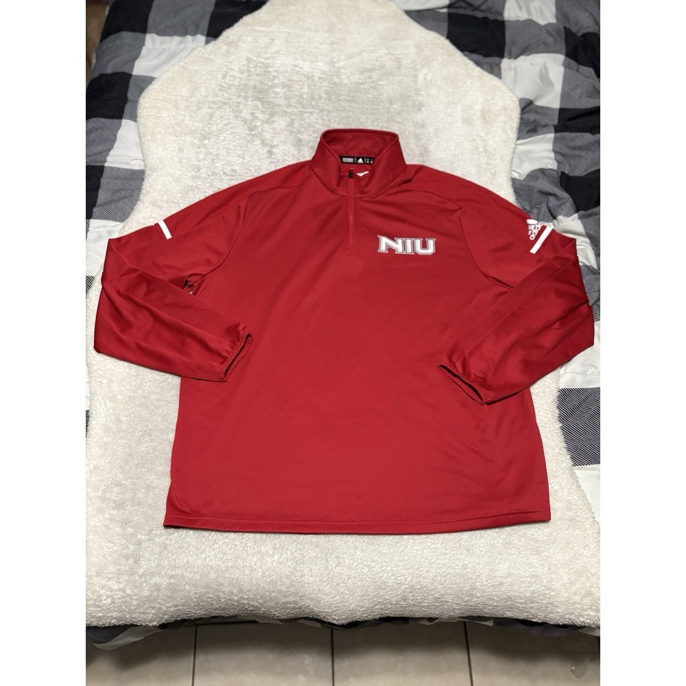 Northern Illinois Huskies NIU Team Issued Adidas Climalite 1/4 Zip Jacket XL Red